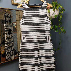 Banana Republic Black and White Horizontal Stripes Pencil Dress with Pockets